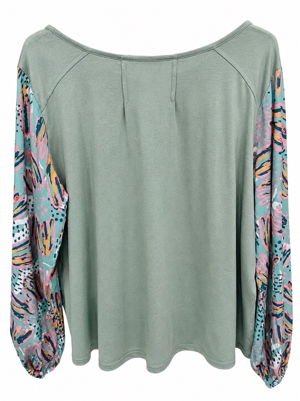 NWT Sage + Fig Pleated Front Balloon Sleeve Boho Top Sage Green M - Picture 8 of 9